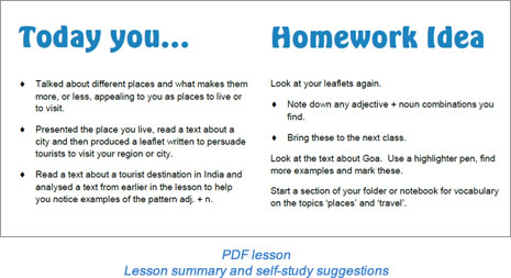 Task lesson Summary page